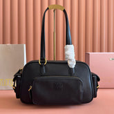 MIUMIU 26S POCKET TOP-HANDLE BAG 32 IN BLACK CALFSKIN GOLD HARDWARE