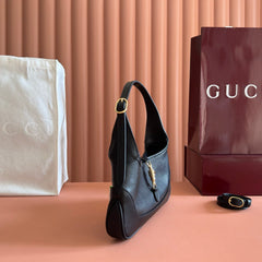 GUCCI 26S JACKIE SLIM SHOULDER BAG 27 IN BLACK CALFSKIN