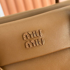 MIUMIU 26S SOLITAIRE BAG 28 IN DARK BROWN CALFSKIN GOLD HARDWARE