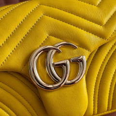 GUCCI 26S GG MARMONT BAG 26 IN YELLOW LAMBSKIN