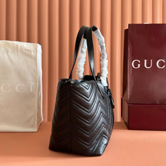 GUCCI 26S GG MARMONT TOTE BAG 30 IN BLACK CALFSKIN