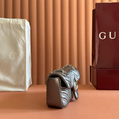 GUCCI 26S GG MARMONT BAG 22 IN WARM GRAY BROWN LAMBSKIN