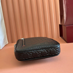 GUCCI 26S CROSSBODY BAG 28 IN BLACK EMBOSSED CALFSKIN