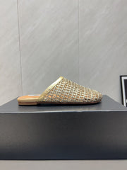 ALAIA WOVEN FLAT SHOES IN GOLD CALFSKIN STYLE 2