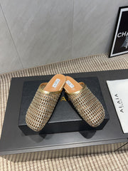 ALAIA WOVEN FLAT SHOES IN GOLD CALFSKIN STYLE 2