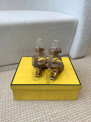 FENDI HIGH SANDAL 10 CM IN SEPIA BROWN CALFSKIN