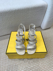 FENDI HIGH SANDAL 10 CM IN BEIGE CALFSKIN