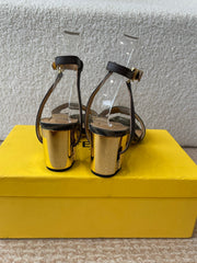 FF FIRST HIGH-HEEL 70MM IN KHAKI FABRIC AND CALFSKIN