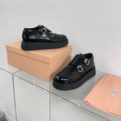 Baroque Thick-Soled Oxford Shoes Black Calfskin