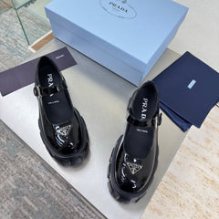 PRADA 25S PLATFORM MARY JANE SHOES IN BLACK GLOSSY CALFSKIN STYLE 2