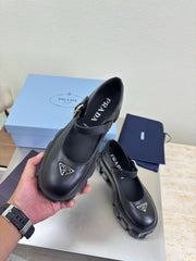PRADA 25S PLATFORM MARY JANE SHOES IN BLACK CALFSKIN STYLE 1