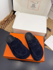 HM 25S MULE IN DARK SLATE BLUE SUEDE