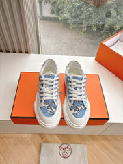 GET SNEAKER IN WHITE MIX CERULEAN BLUE MAXI CANVAS AND CALFSKIN