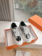 GET SNEAKER IN BLACK MIX WHITE MAXI CANVAS AND CALFSKIN