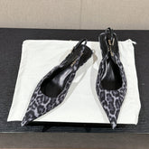 SL CHERISH LEOPARD SLINGBACK BLACK-WHITE CANVAS