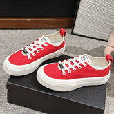 LACE-UP SNEAKERS IN CHERRY RED CANVAS