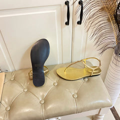 GG SIGNORINA THONG SANDALS IN GOLD SHEEPSKIN