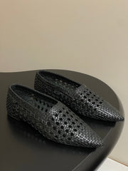 LP POINTED-TOE BALLET FLATS 25S IN BLACK LAMBSKIN