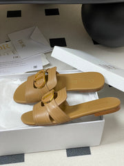 DIOR CLASSIC MONTAIGNE SANDALS 25S IN LIGHT BROWN LAMBSKIN WITH CD LOGO