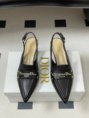 DIOR 25S BOY SLINGBACK HIGH HEELS 50 MM IN BLACK LAMBSKIN