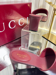 GUCCI 26S HIGH-HEELED SANDALS 45 MM IN DARK RED CALFSKIN