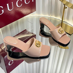 GUCCI 26S HIGH-HEELED SANDALS 45 MM IN NUDE PINK CALFSKIN