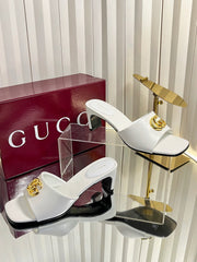 GUCCI 26S HIGH-HEELED SANDALS 45 MM IN WHITE CALFSKIN