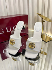 GUCCI 26S HIGH-HEELED SANDALS 45 MM IN WHITE CALFSKIN