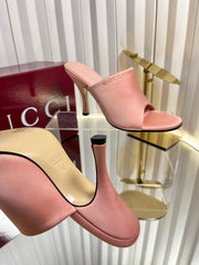 GUCCI 26S HIGH-HEELED SANDALS 100 MM IN PINK SATIN