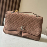 CHANEL 25S FLAP BAG 34 IN BROWN SUEDE