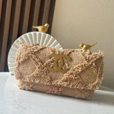 CHANEL 25S FLAP BAG 27 IN BEIGE FABRIC