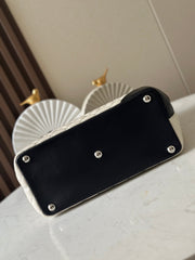 CHANEL 25S CAMBON LIGNE TOTE BAG 30 IN WHITE MIX BLACK CALFSKIN