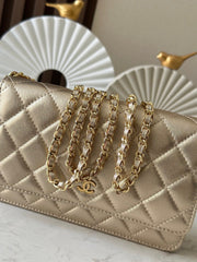 CHANEL 25S WALLET ON CHAIN 19 IN LIGHT GOLD LAMBSKIN
