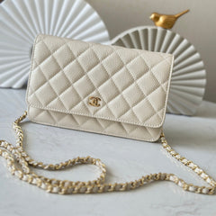CHANEL 25S WALLET ON CHAIN 19 IN CREAM WHITE CAVIAR
