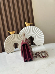 CHANEL 25S TOP HANDLE WALLET 19 IN DARK RED CALFSKIN WITH GOLD HARDWARE