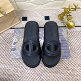 DIOR FLAT SLIDES 25S IN BLACK TPU
