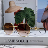 TRIOMPHE SUNGLASS 497822 IN GOLD METAL BROWN SMOKE LENSES