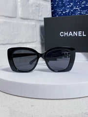 BUTTERFLY SUNGLASSES 641817 IN ACETATE BLACK METAL LOGO