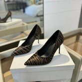 BALMAIN 25S HIGH HEELS 95MM IN BROWN AND BLACK ZEBRA PRINT CALFSKIN