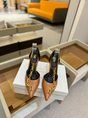 BALMAIN 25S SYNC STILETTOS WITH POINTED TOE 95MM IN DARK BROWN CALFSKIN