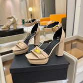 BALMAIN 25S WEDGE HEELS 100MM IN NUDE CALFSKIN