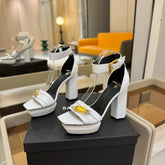 BALMAIN 25S WEDGE HEELS 100MM IN WHITE CALFSKIN