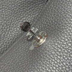 HERMES 25S MINI LINDY 19 IN CHARCOAL GRAY CALFSKIN SILVER HARDWARE