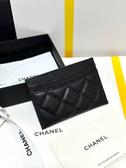 QUILTED CLASSIC CARD HOLDER 11 IN BLACK CAVIAR SKIN