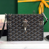 CASSETTE TRUNK BAG 21 IN BLACK GOYARDINE CANVAS & CLAMECY COWHIDE