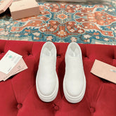 Slip-on Shoes High Sole White Canvas