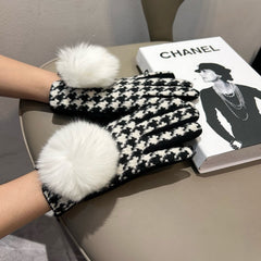 GLOVES IN BLACK MIX WHITE WOOL 462258