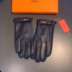 GLOVES IN BLACK DEERSKIN WITH LAMB FUR LINING 465015