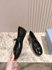 PRADA 25S BALLERINAS IN BLACK CALFSKIN GLOSSY