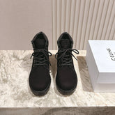 CELINE 25S MARTIN BOOTS IN BLACK CALFSKIN